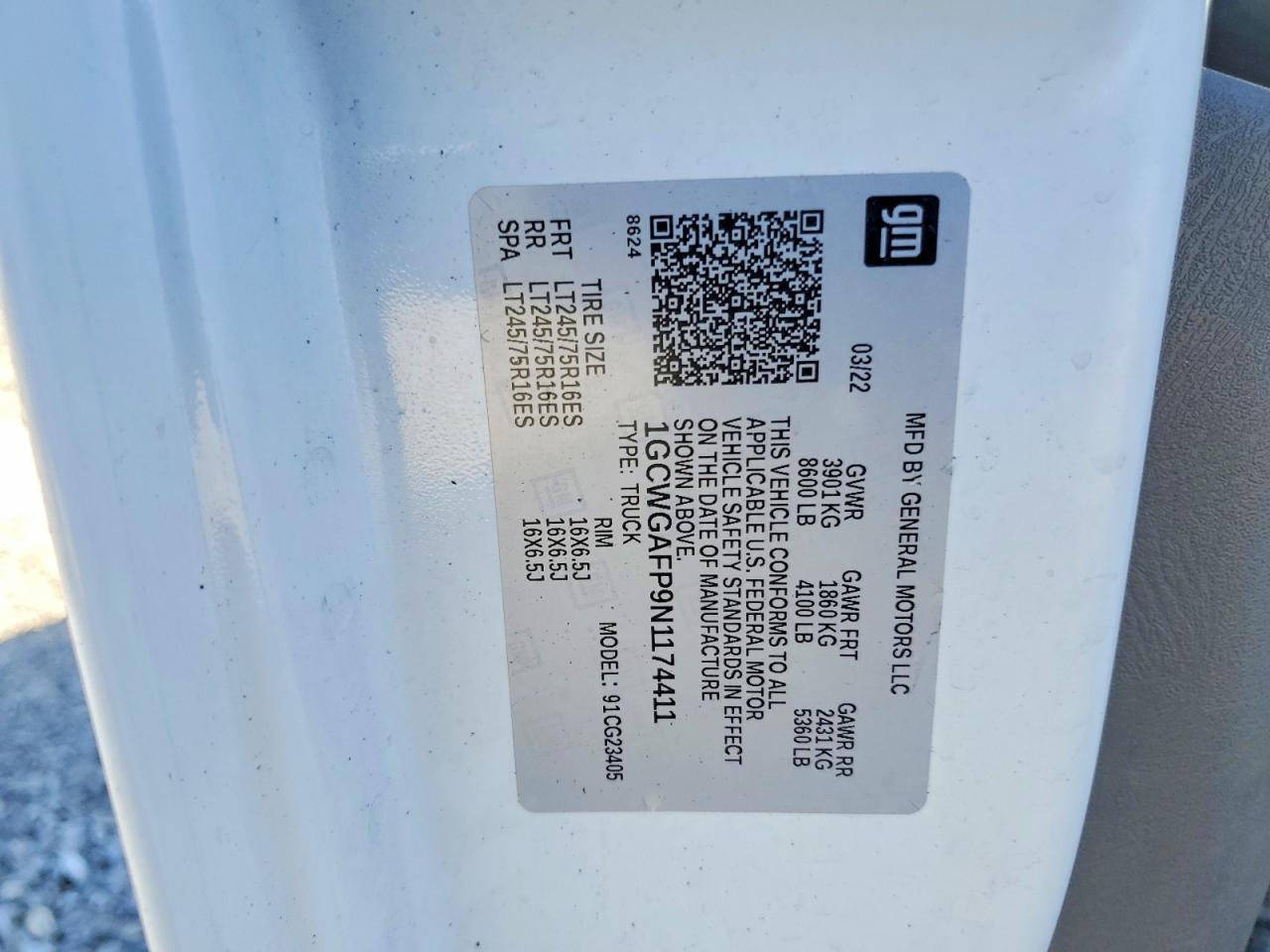 2022 CHEVROLET Express VIN 1GCWGAFP9N1174411 photo 12