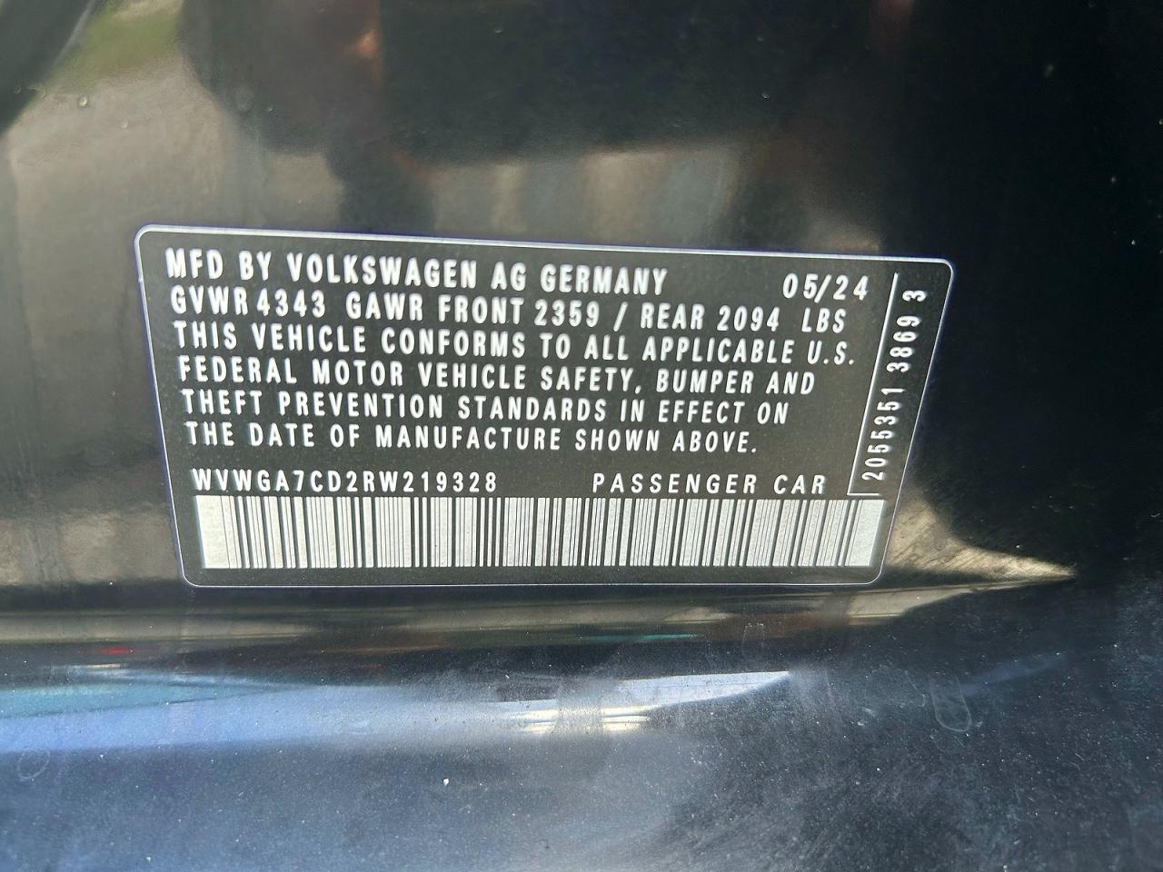2024 Volkswagen Gti VIN WVWGA7CD2RW219328 photo 10