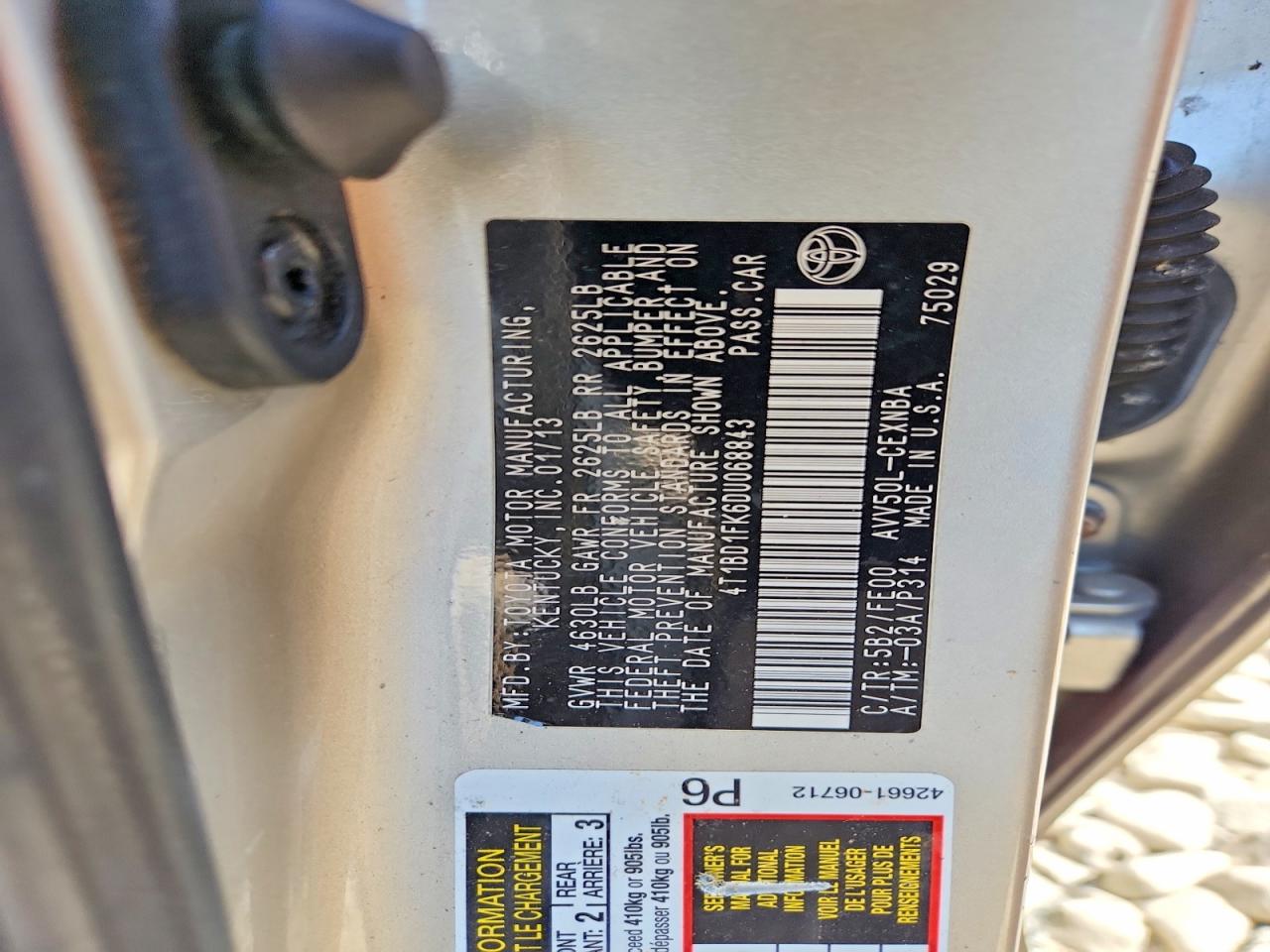 2013 Toyota Camry sola VIN 4T1BD1FK6DU068843 photo 12