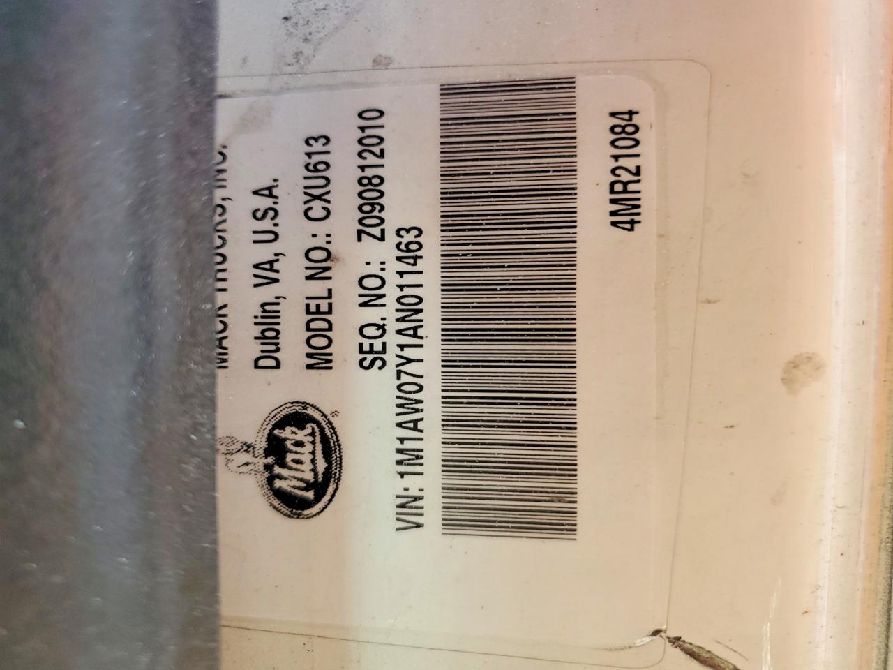 2010 MACK All other VIN 1M1AW07Y1AN011463 photo 10