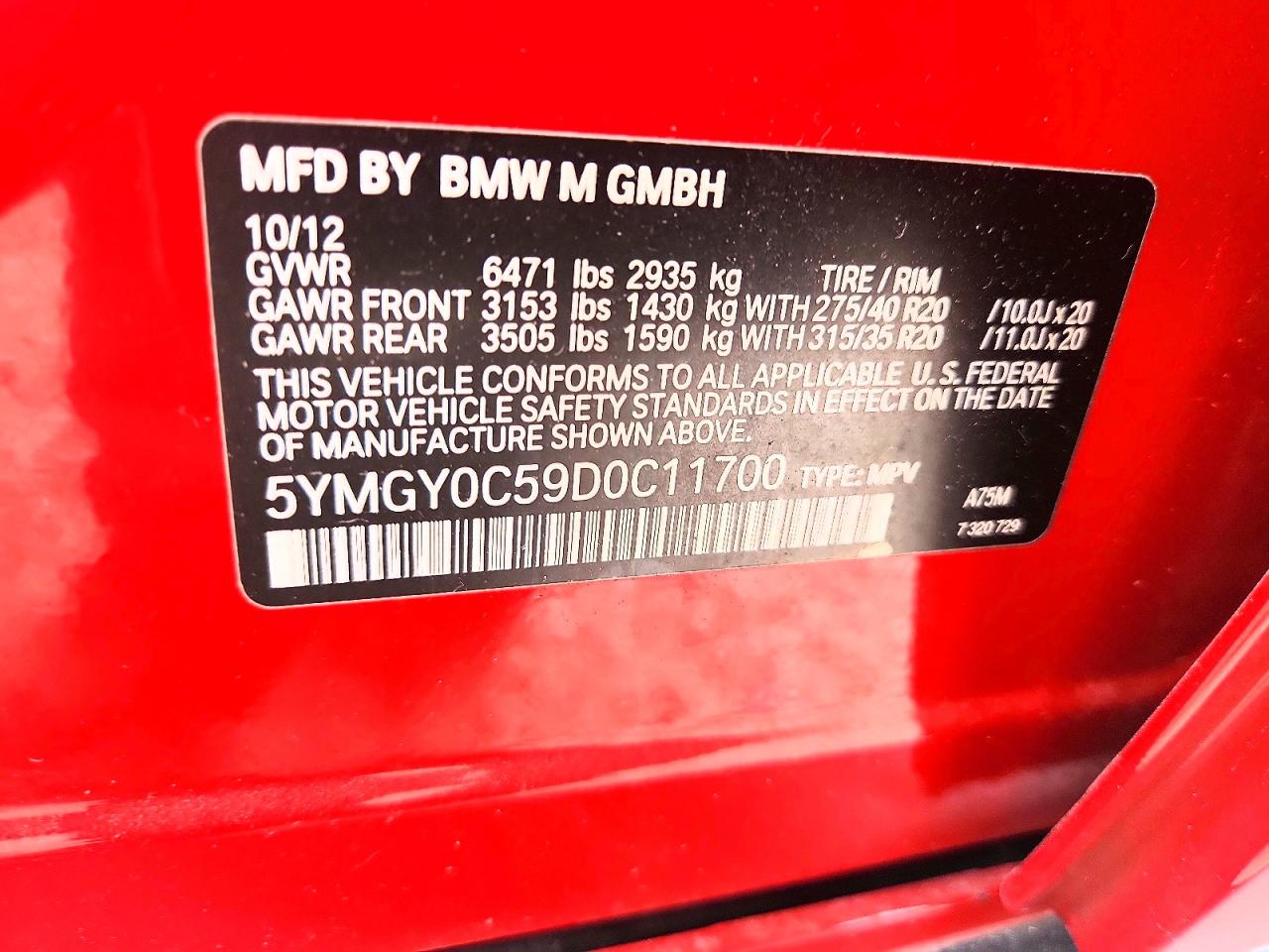 2013 BMW X5 VIN 5YMGY0C59D0C11700 photo 12