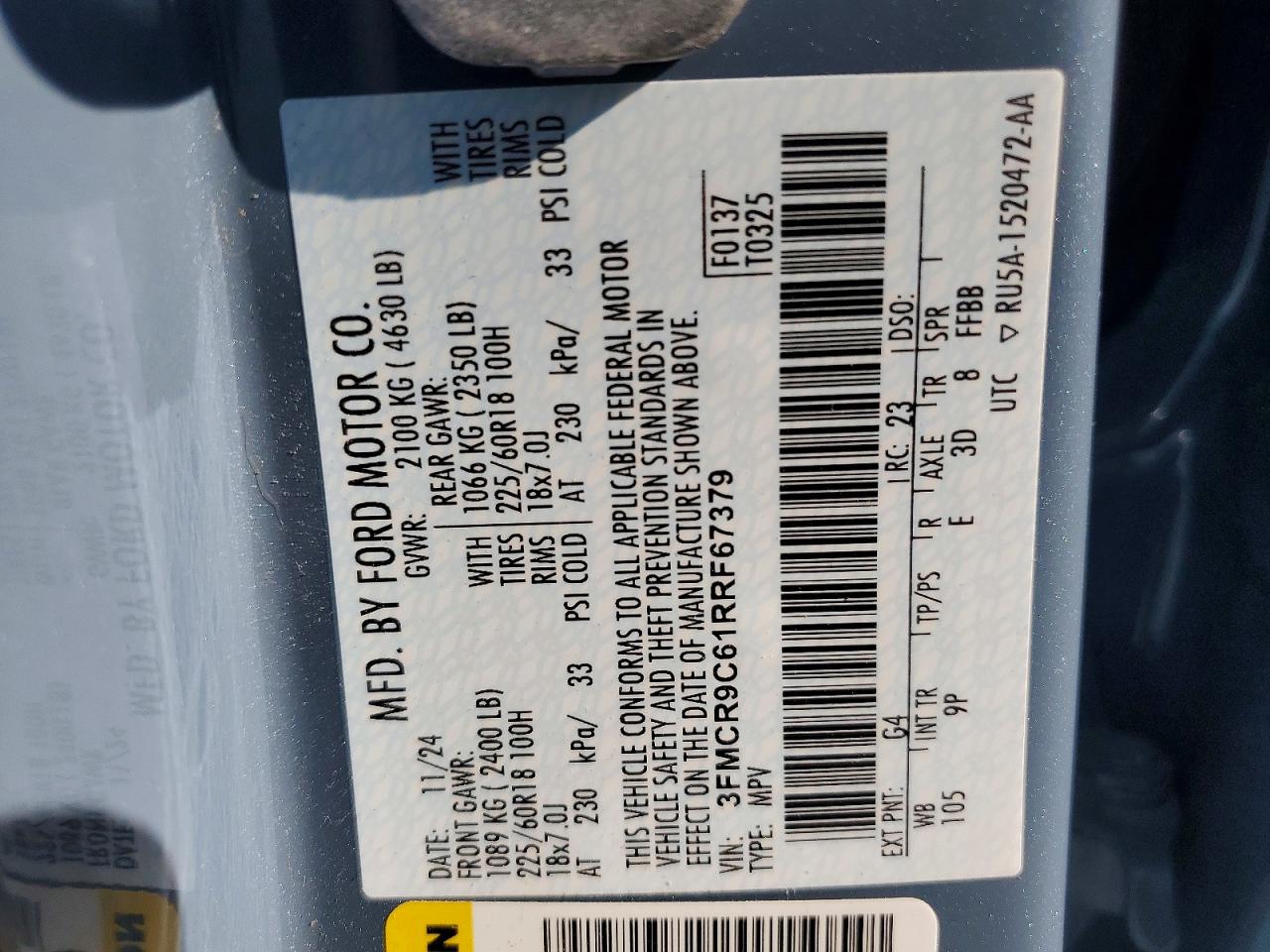 2024 Ford Bronco VIN 3FMCR9C61RRF67379 photo 12