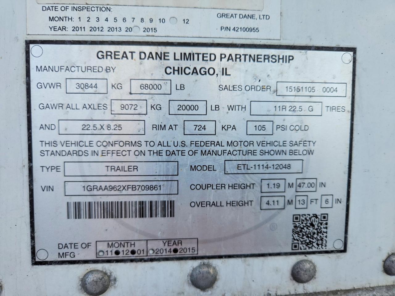 2015 GREAT All models VIN 1GRAA962XFB709861 photo 10