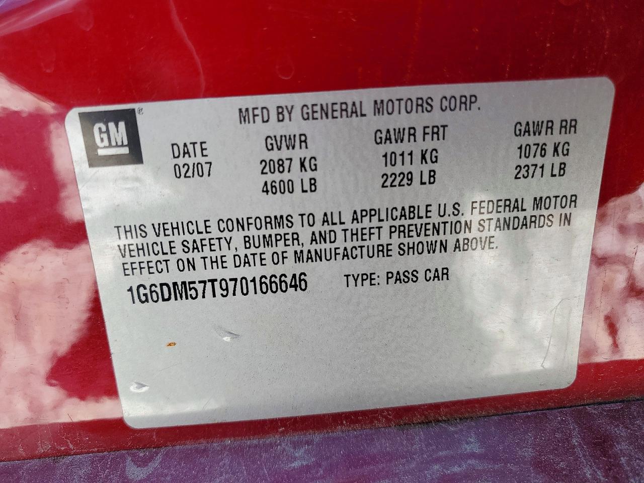 2007 Cadillac Cts VIN 1G6DM57T970166646 photo 12