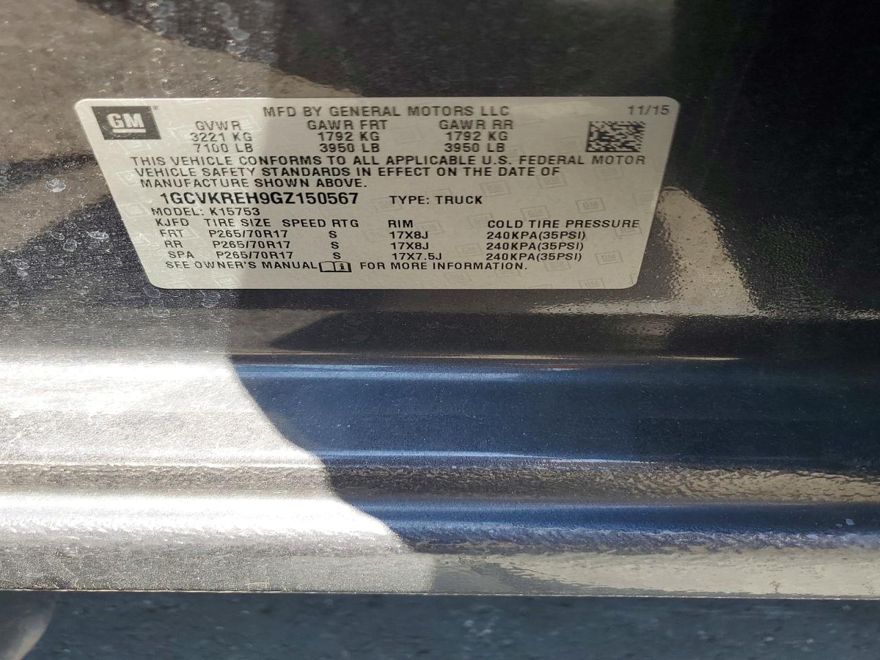 2016 Chev Silverado VIN 1GCVKREH9GZ150567 photo 12