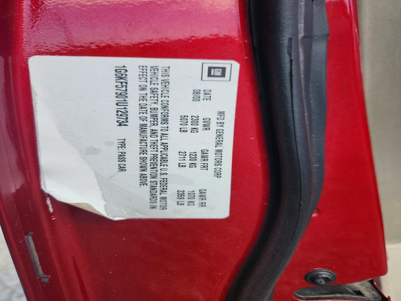 2001 Cadillac Deville VIN 1G6KF57901U129734 photo 12