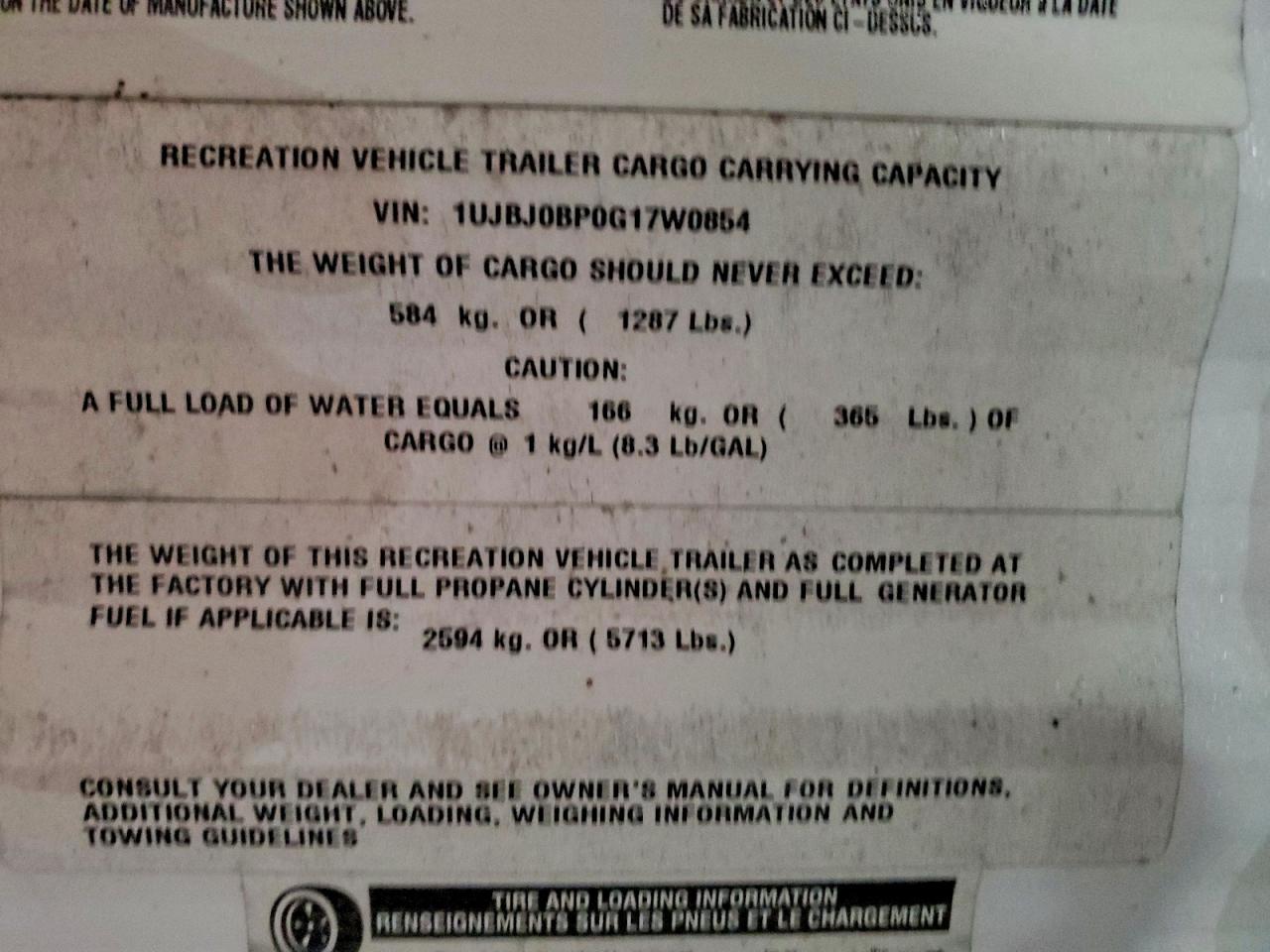 2016 JAYCO Camper VIN 1UJBJ0BP0G17W0854 photo 10