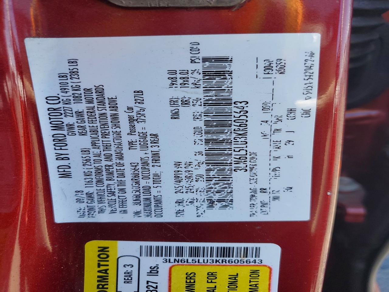 2019 Lincoln Mkz VIN 3LN6L5LU3KR605643 photo 12