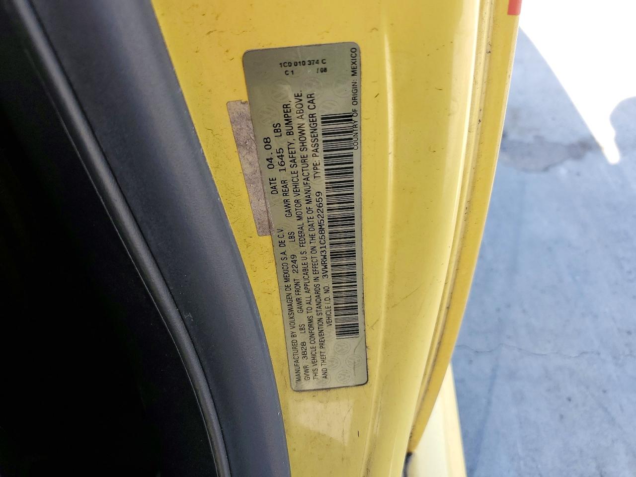 2008 Volkswagen Beetle VIN 3VWRW31C58M522659 photo 12