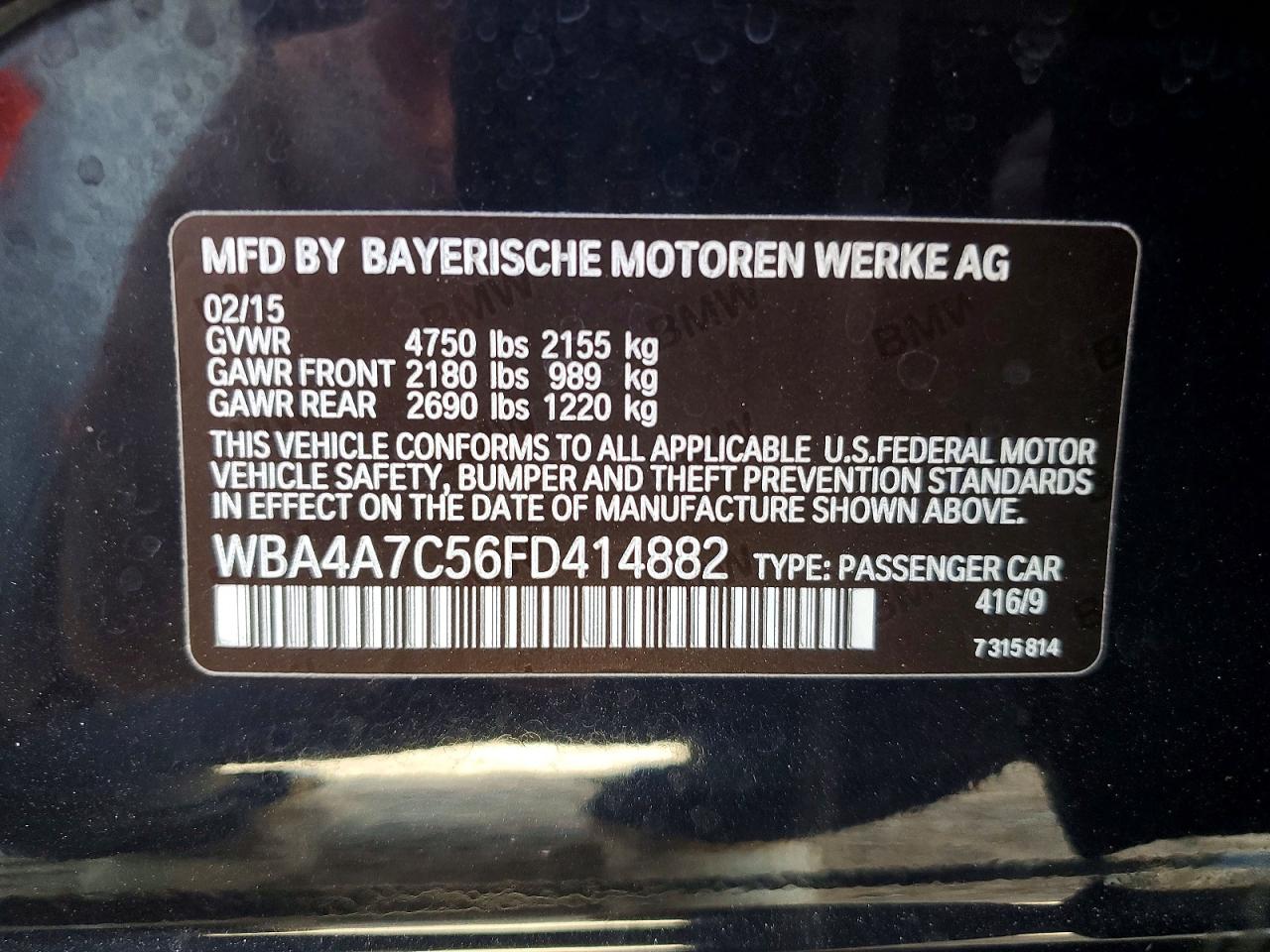 2015 BMW 4 series VIN WBA4A7C56FD414882 photo 12