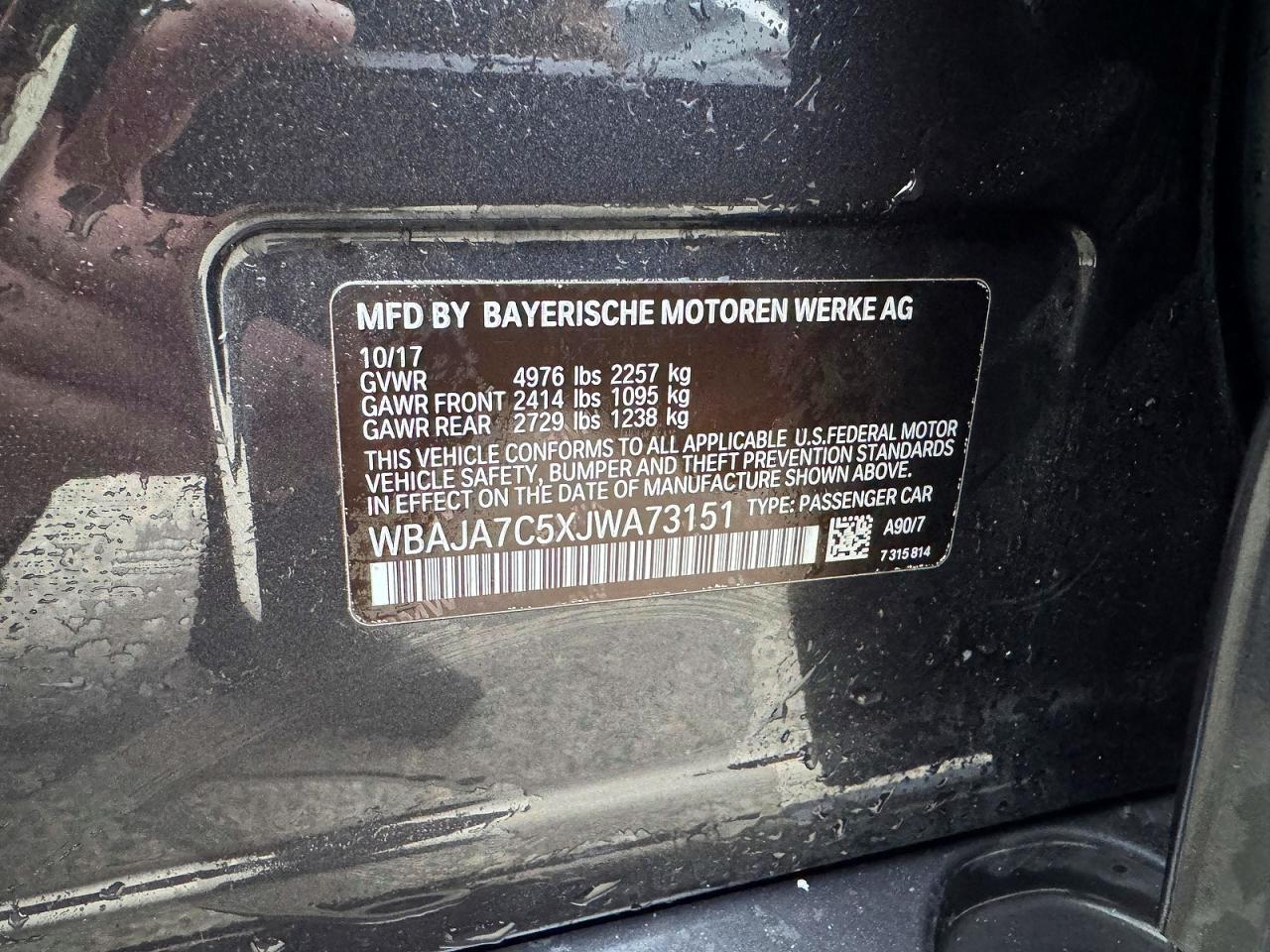 2018 BMW 5 series VIN WBAJA7C5XJWA73151 photo 10