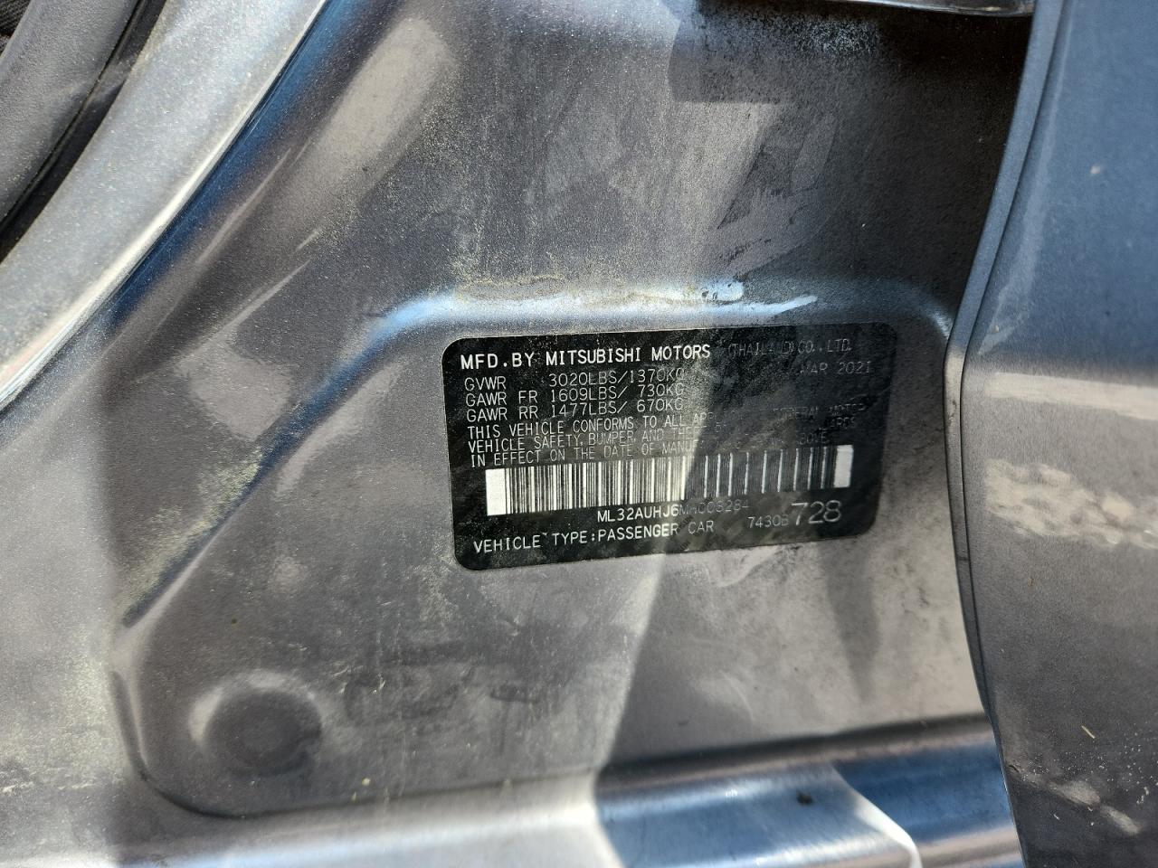 2021 Mitsubishi Mirage VIN ML32AUHJ6MH008284 photo 12