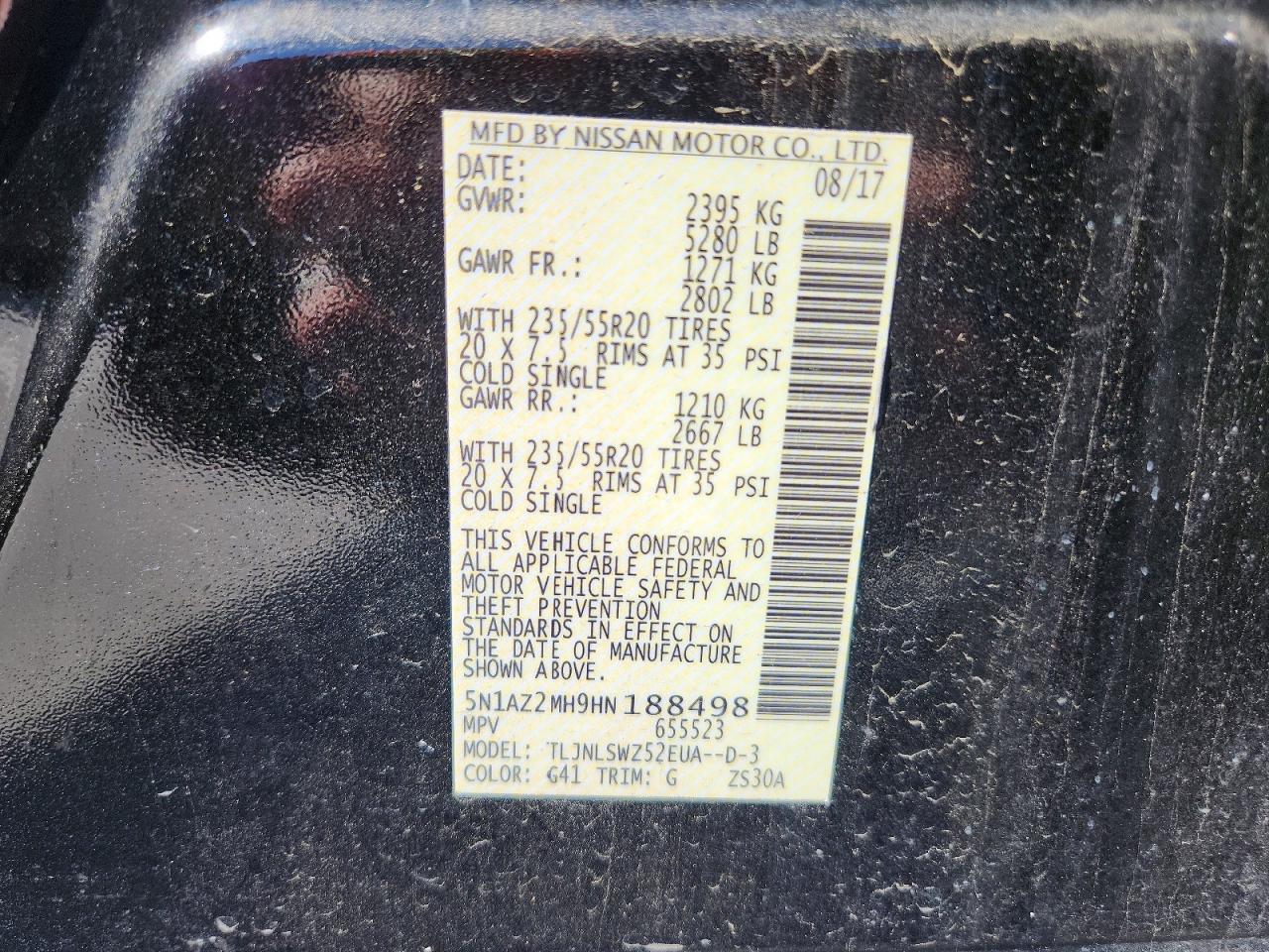 2017 Nissan Murano VIN 5N1AZ2MH9HN188498 photo 12