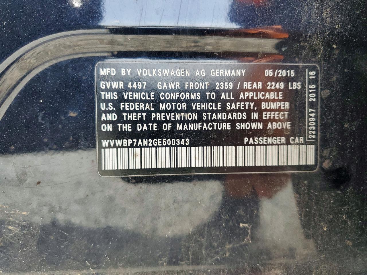 2016 VOLKSWAGEN Cc VIN WVWBP7AN2GE500343 photo 12