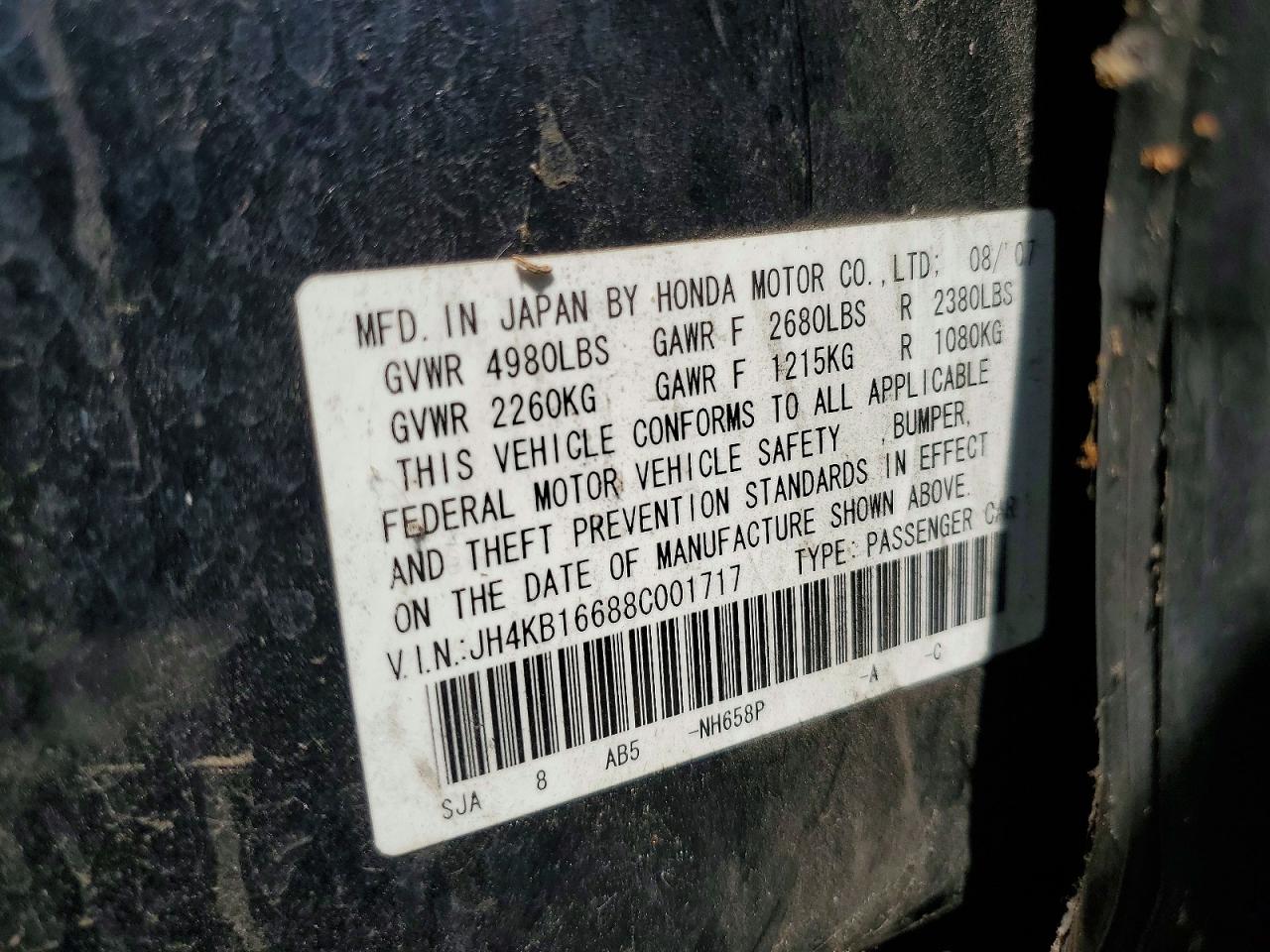 2008 Acura Rl VIN JH4KB16688C001717 photo 12