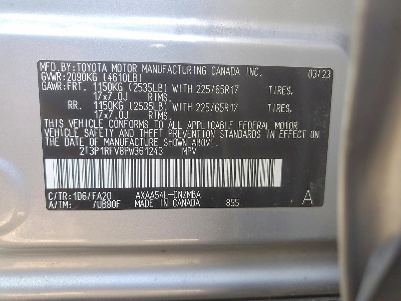 2023 Toyota Rav4 VIN 2T3P1RFV8PW361243 photo 12