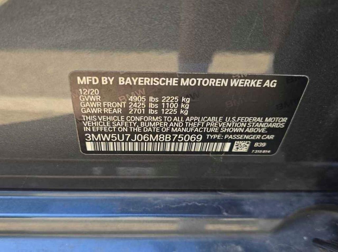 2021 BMW M3 VIN 3MW5U7J06M8B75069 photo 10
