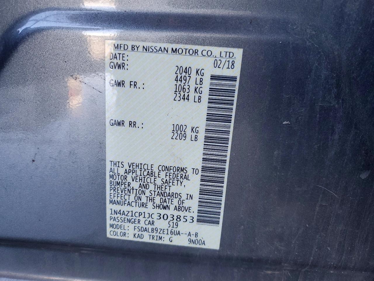 2018 NISSAN Leaf VIN 1N4AZ1CP1JC303853 photo 12