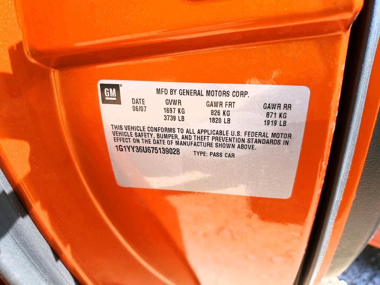 2007 Chevrolet Corvette VIN 1G1YY36U675139028 photo 12