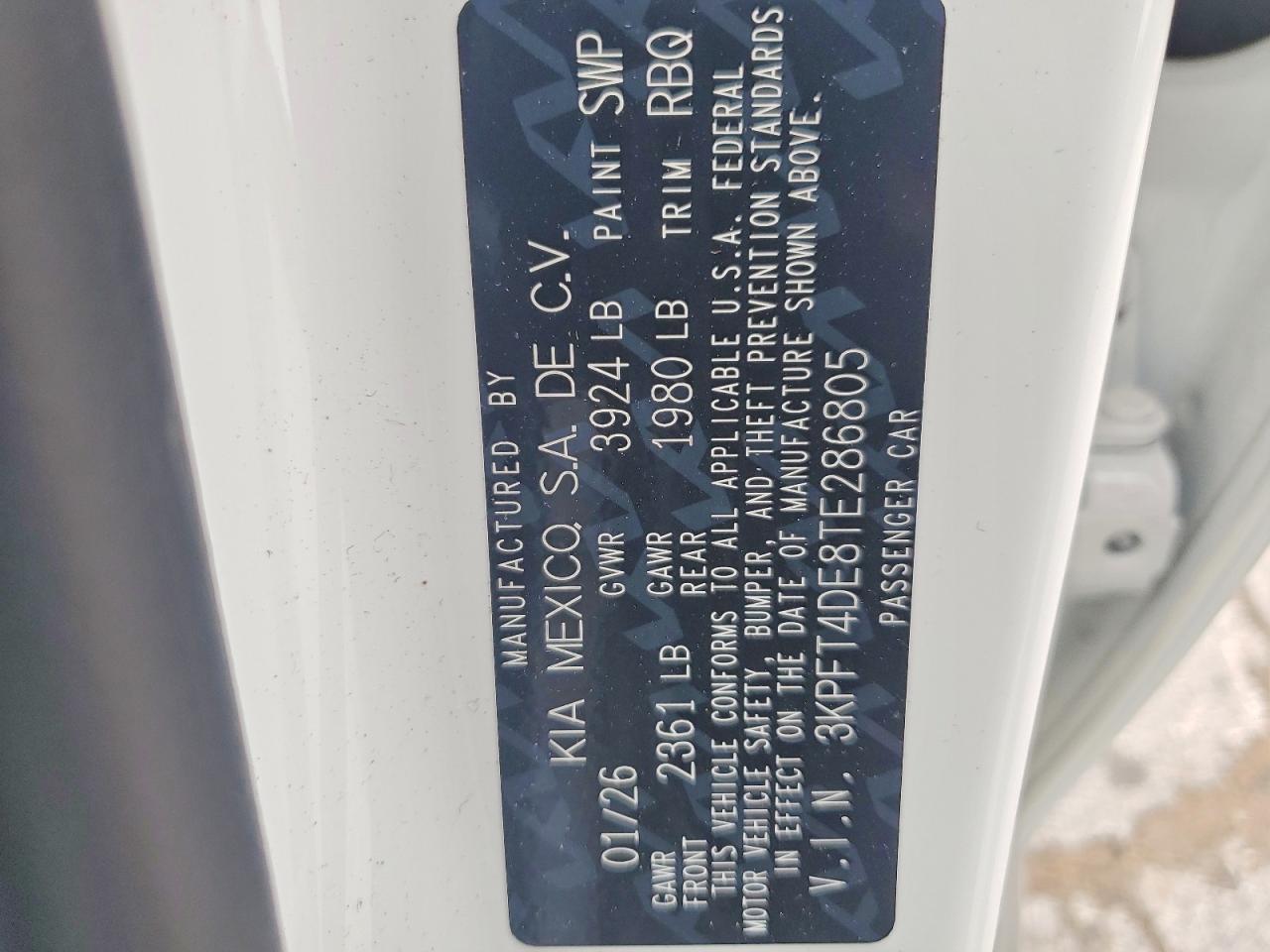 2026 Kia All other VIN 3KPFT4DE8TE286805 photo 12