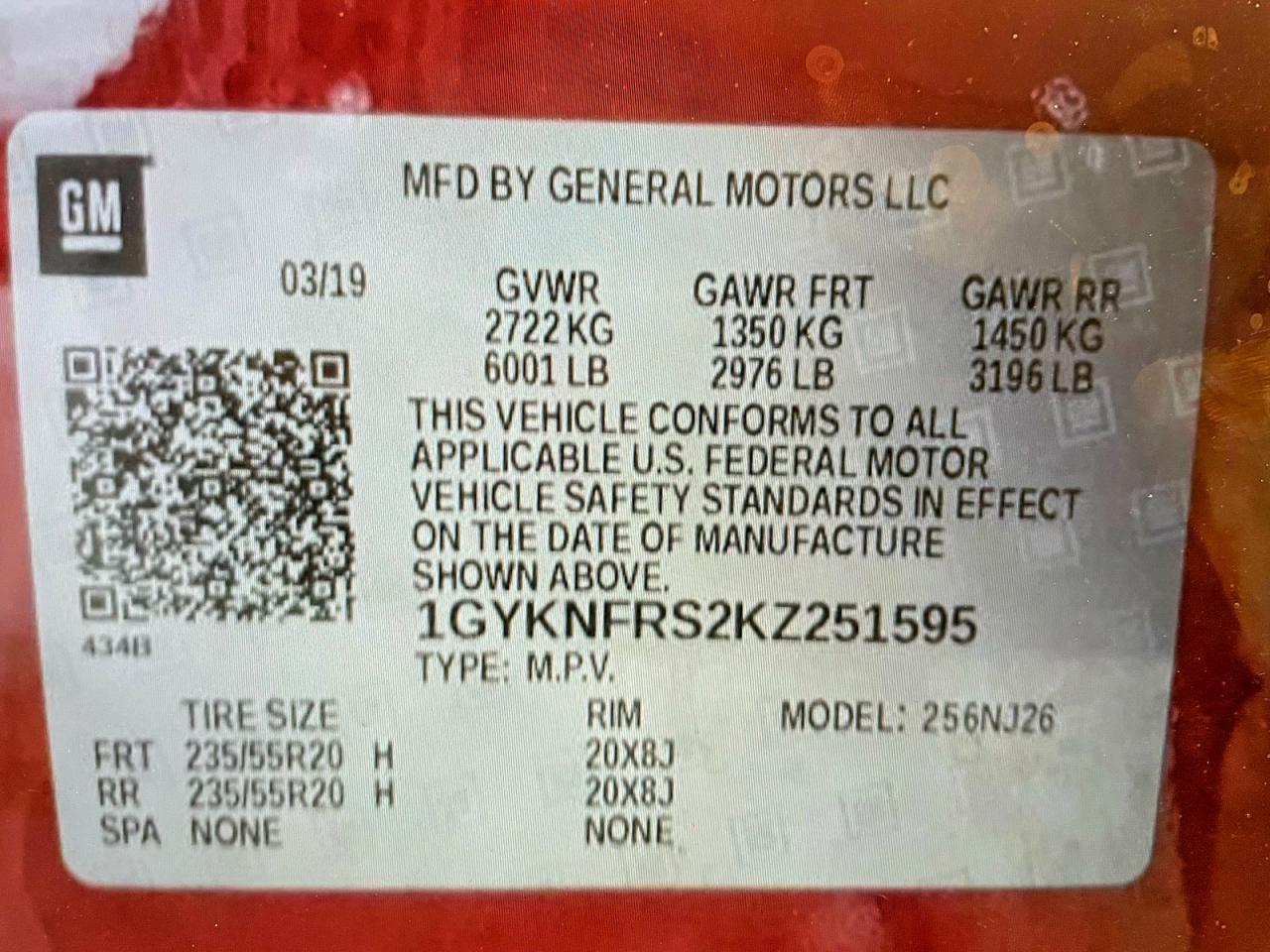 2019 Cadillac Xt5 VIN 1GYKNFRS2KZ251595 photo 10