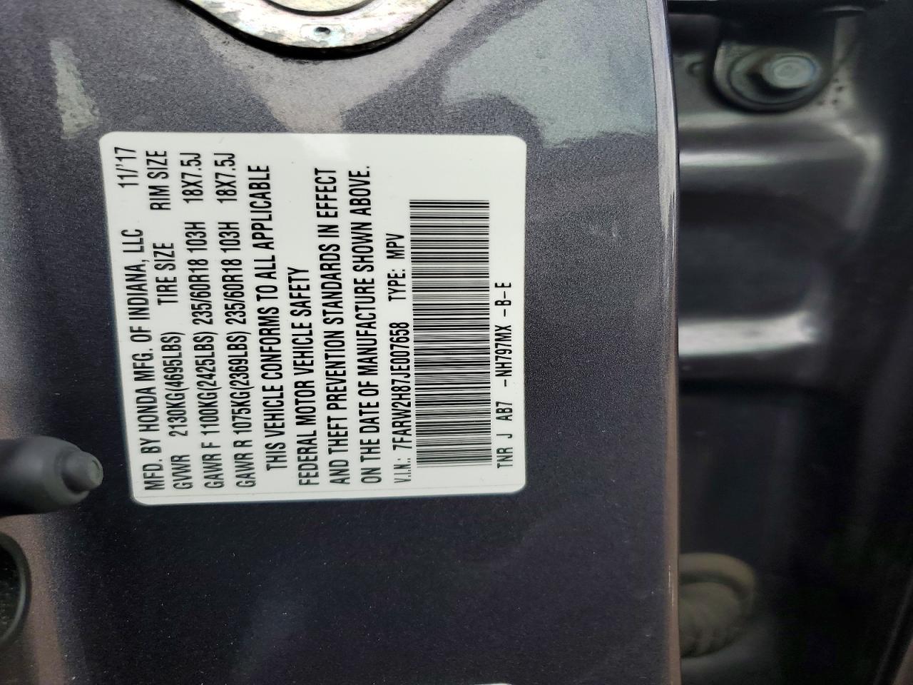 2018 HONDA Crv VIN 7FARW2H87JE007658 photo 12