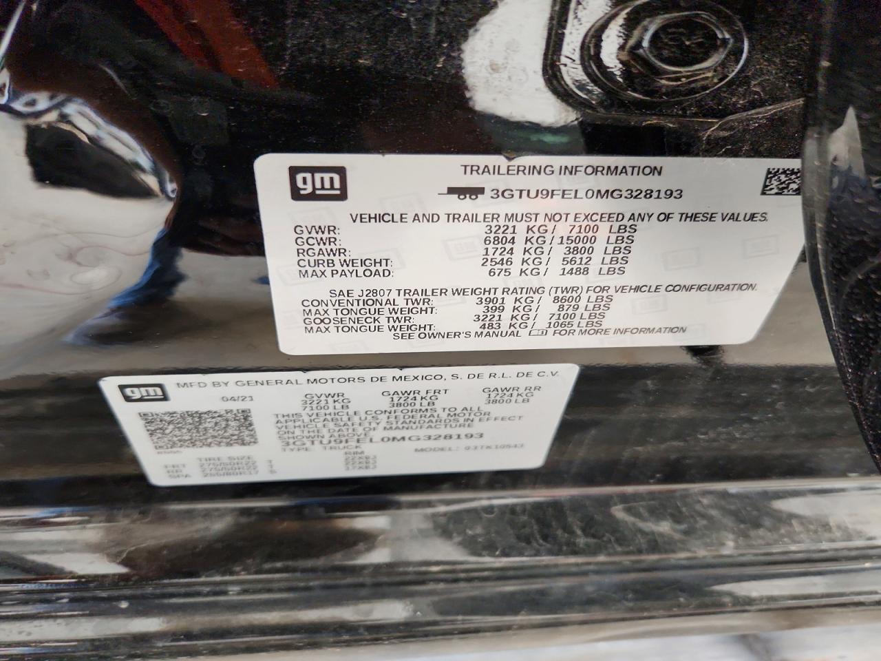 2021 GMC SIERRA VIN 3GTU9FEL0MG328193 photo 12