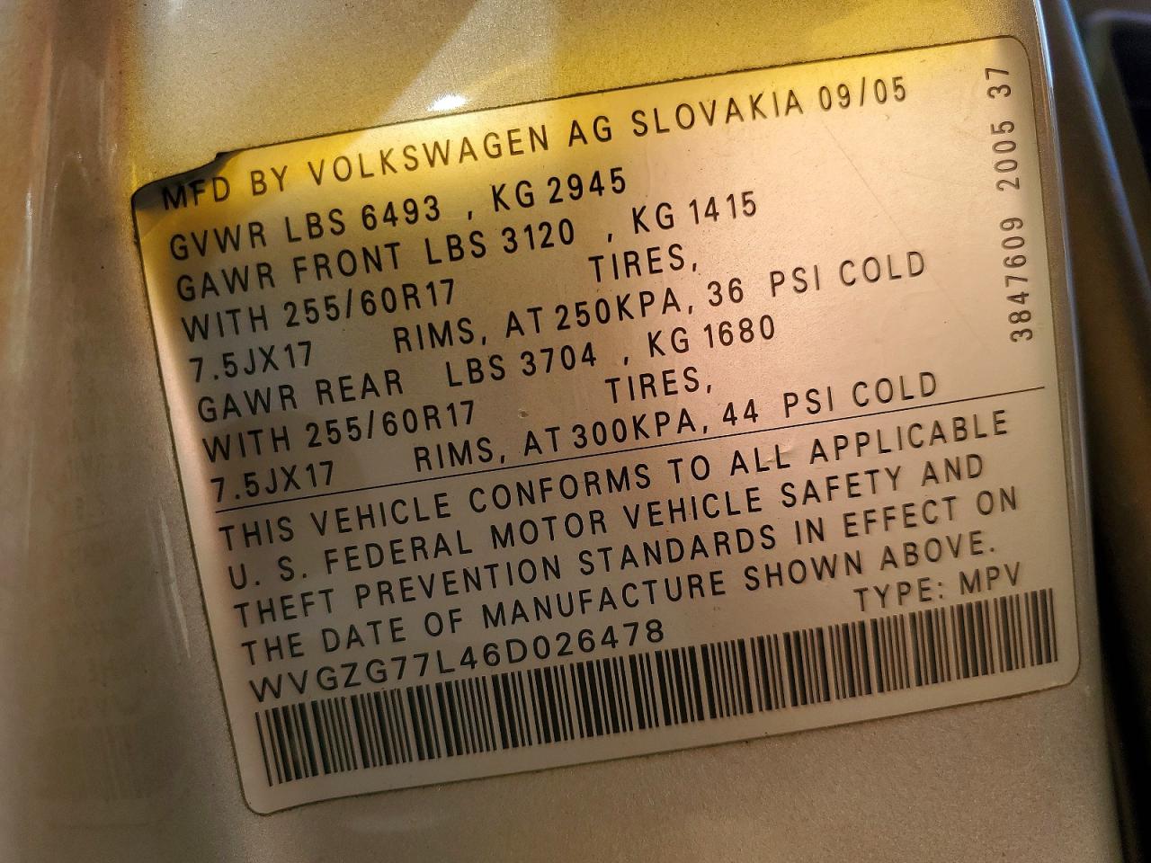 2006 Volkswagen Touareg VIN WVGZG77L46D026478 photo 12