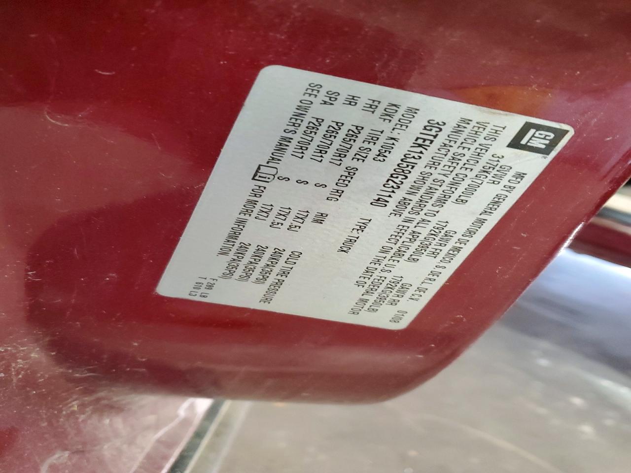 2008 GMC SIERRA VIN 3GTEK13J58G231140 photo 12