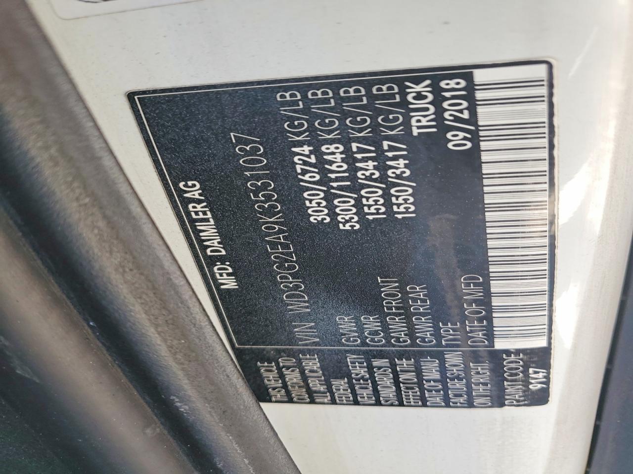 2019 Mercedes-Benz Metris VIN WD3PG2EA9K3531037 photo 12