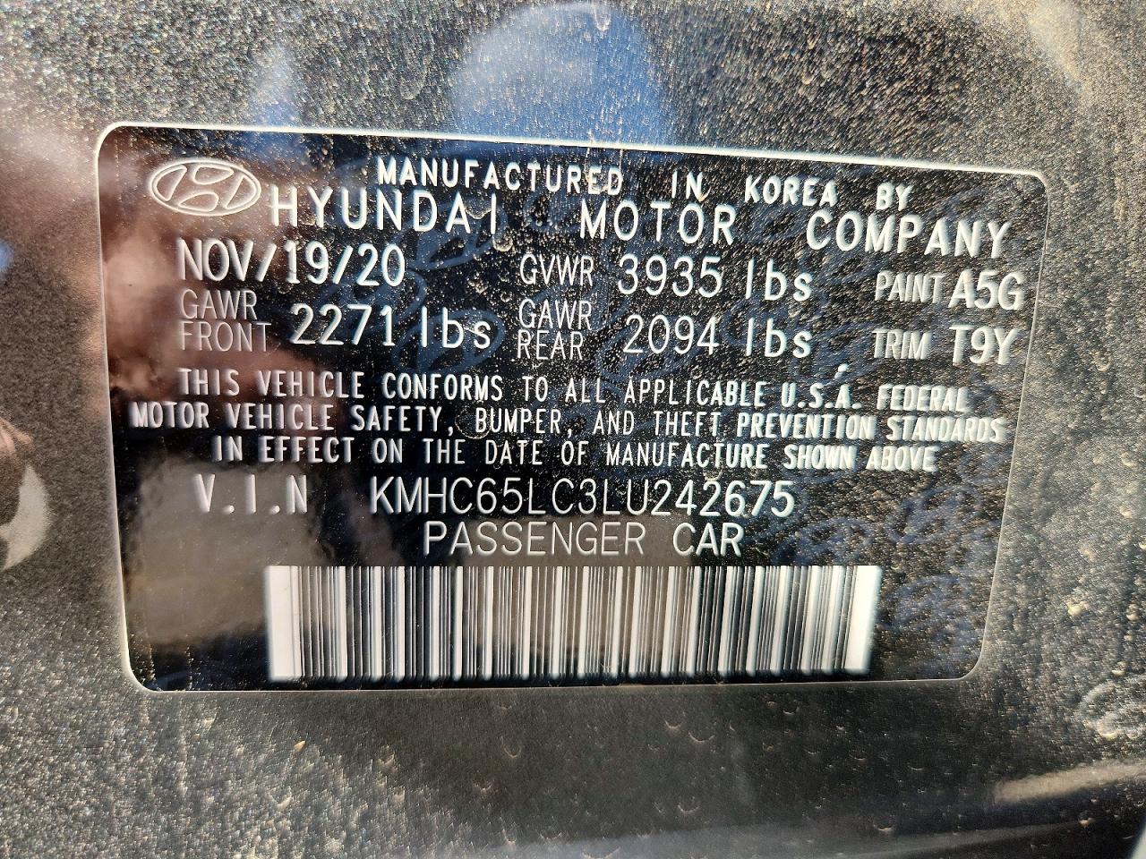 2020 Hyundai Ioniq VIN KMHC65LC3LU242675 photo 12