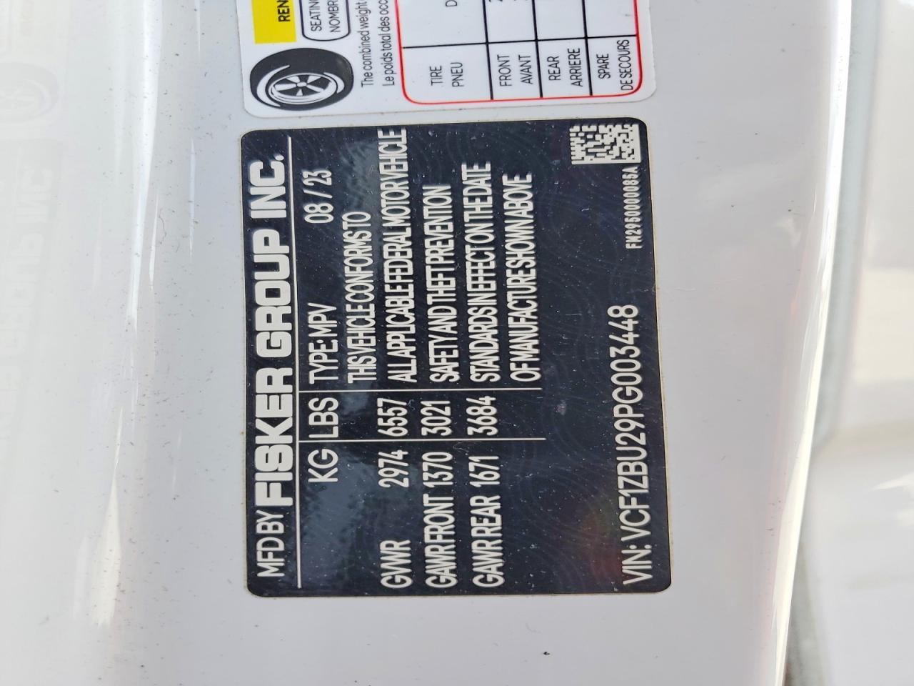 2023 FISKER All other VIN VCF1ZBU29PG003448 photo 12