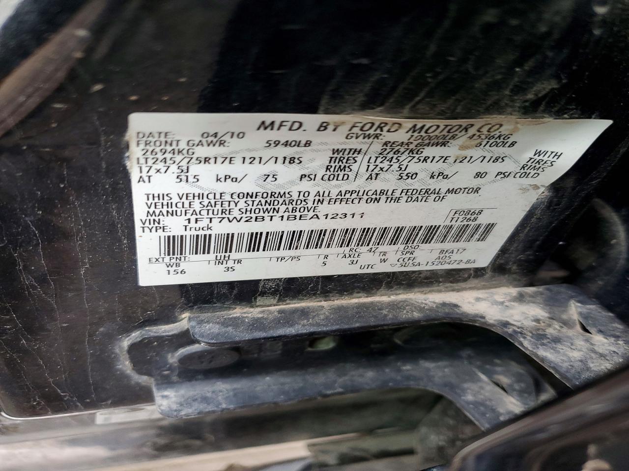 2011 Ford F250 VIN 1FT7W2BT1BEA12311 photo 12