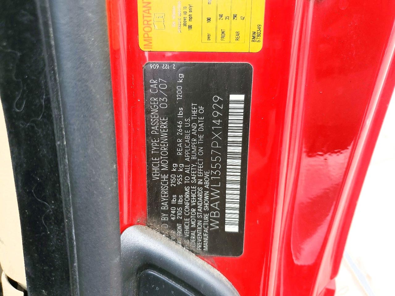 2007 BMW 3 series VIN WBAWL13557PX14929 photo 12