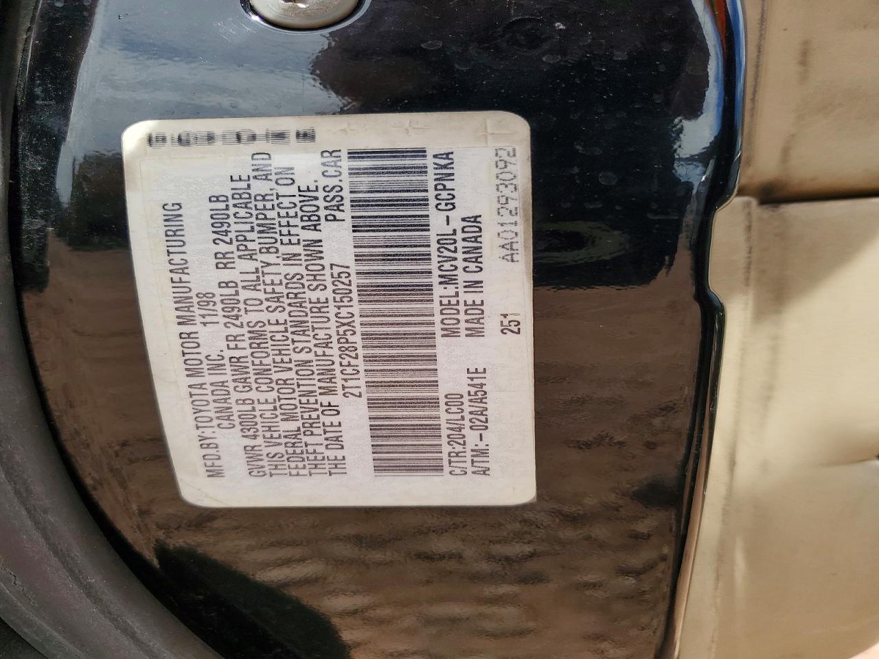 1999 Toyota Camry sola VIN 2T1CF28P5XC150257 photo 12