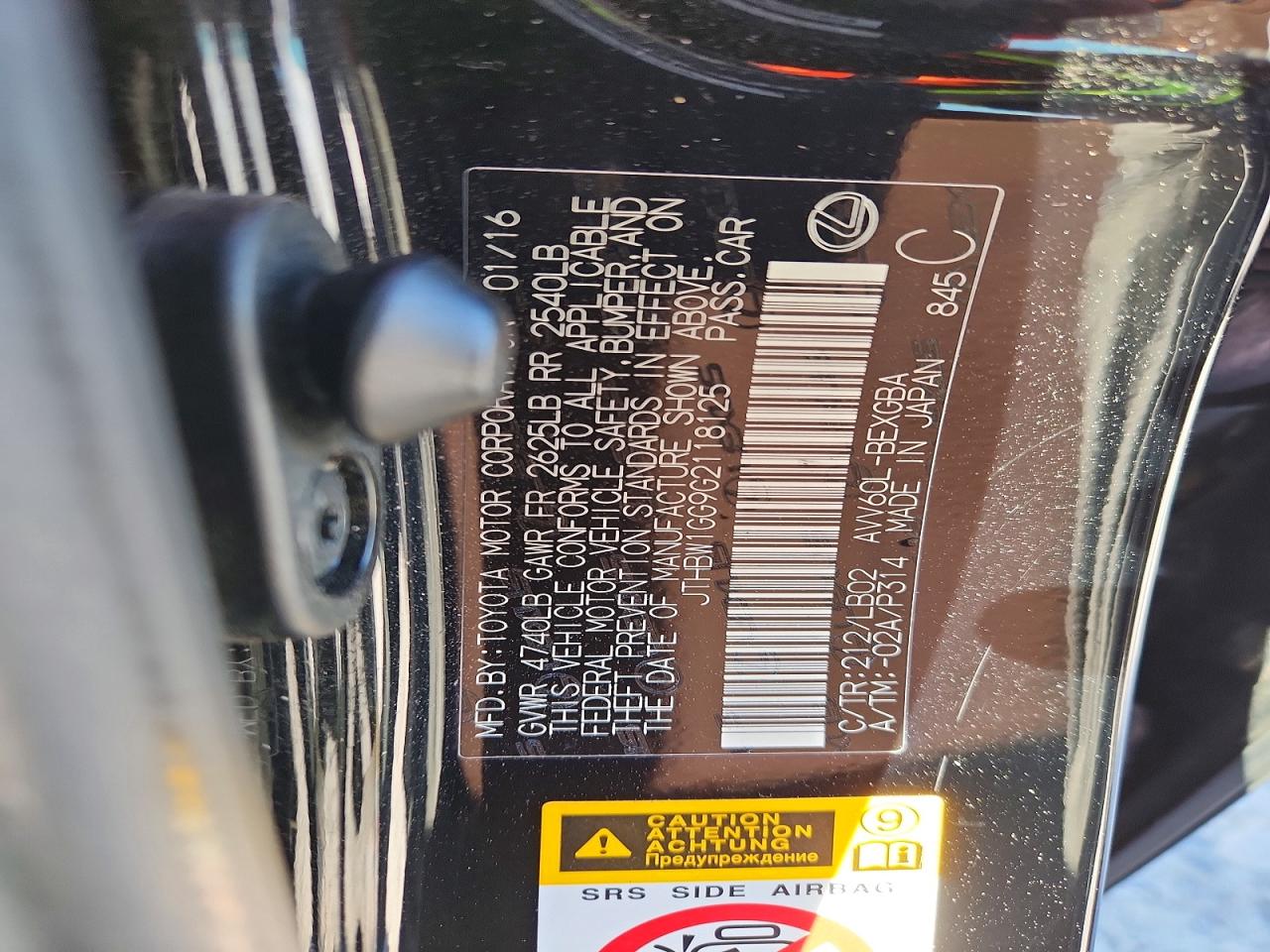 2016 LEXUS Es300 VIN JTHBW1GG9G2118125 photo 12