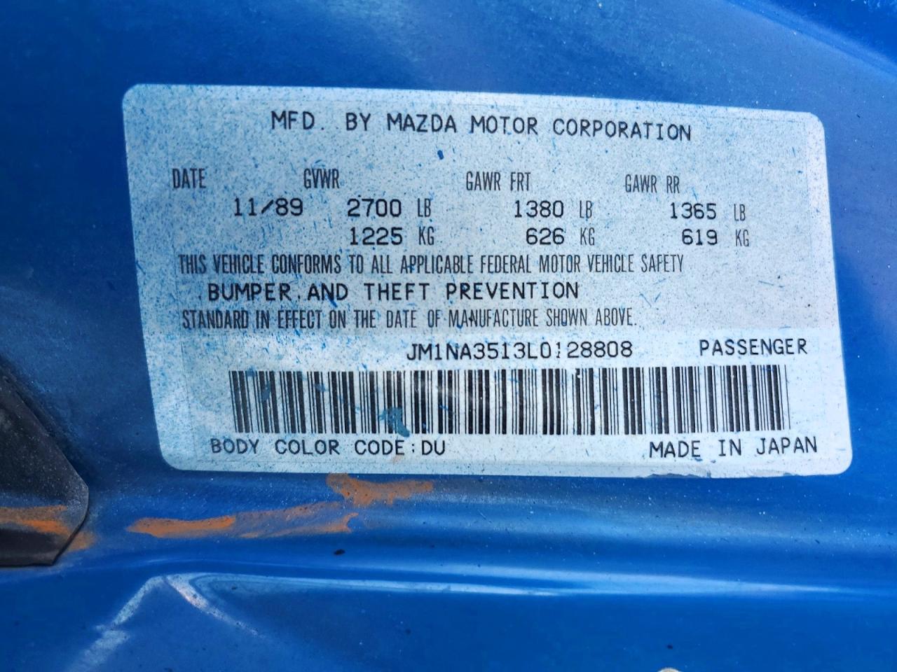1990 MAZDA Mx5 VIN JM1NA3513L0128808 photo 12
