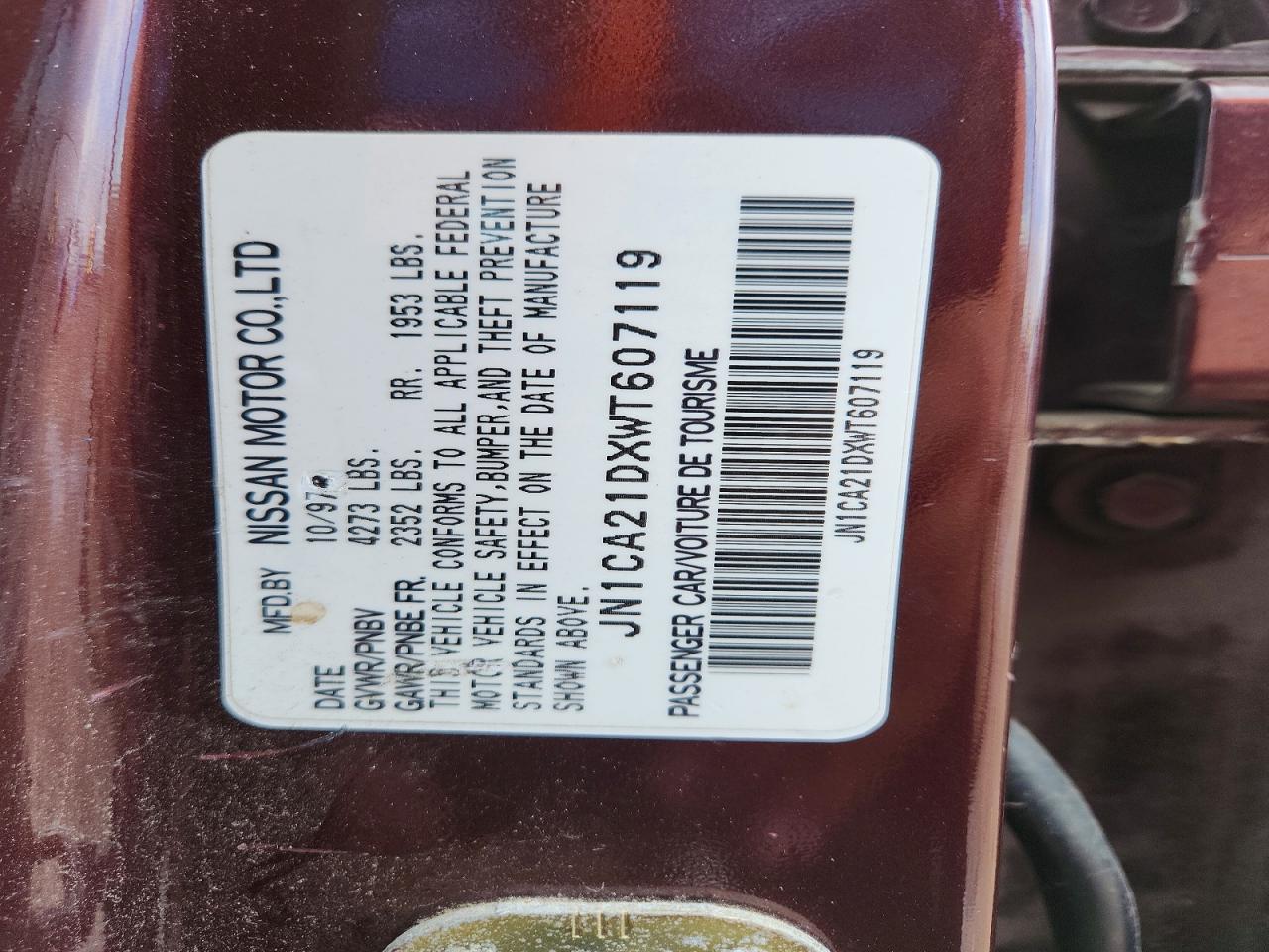 1998 Nissan Maxima VIN JN1CA21DXWT607119 photo 12