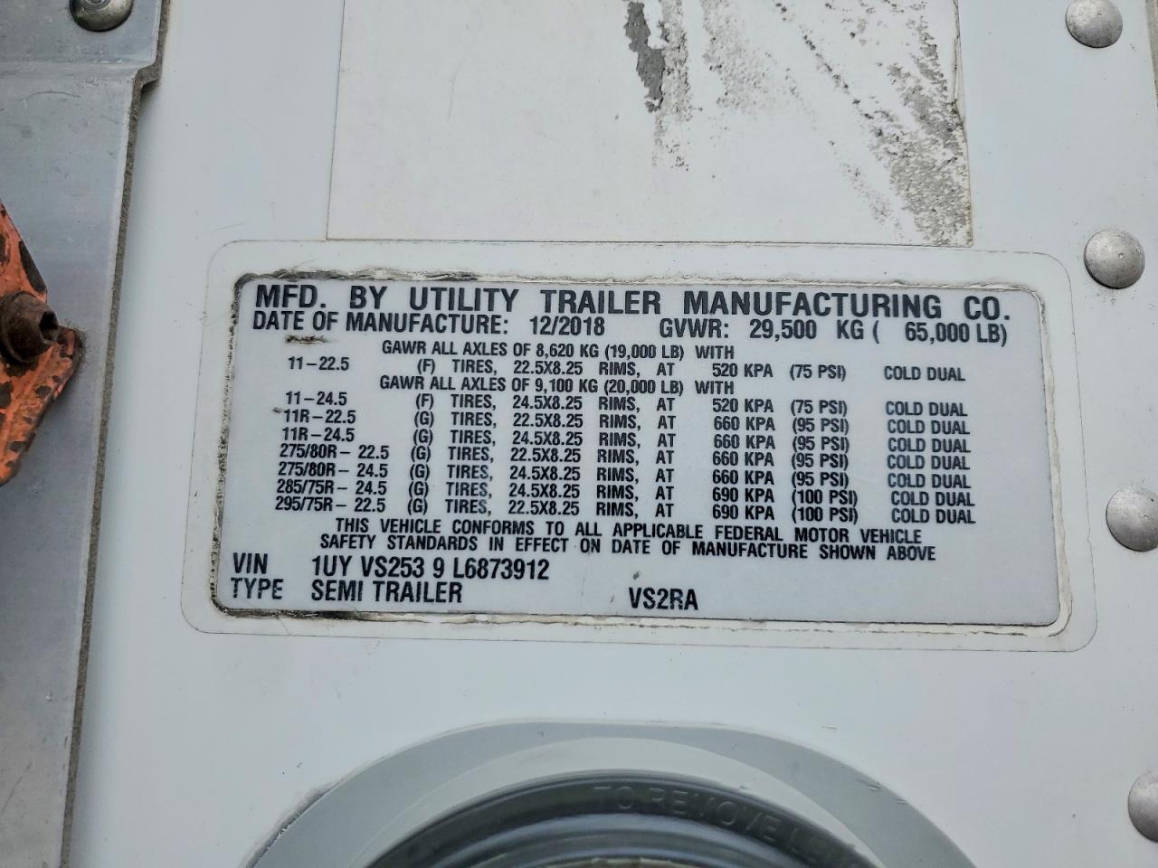 2020 UTILITY Refer trlr VIN 1UYVS2539L6873912 photo 10