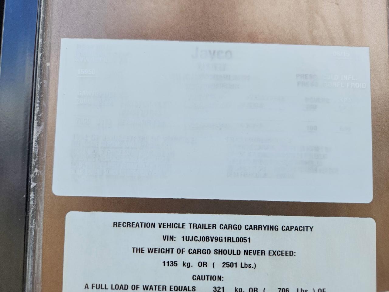 2016 JAYCO All models VIN 1UJCJ0BV9G1RL0051 photo 10