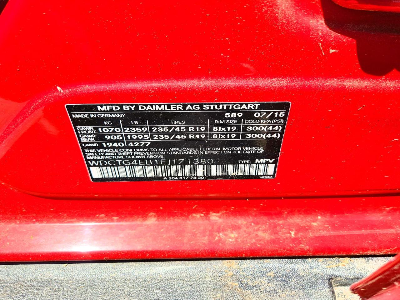 2015 Mercedes-Benz Gla-class VIN WDCTG4EB1FJ171380 photo 12