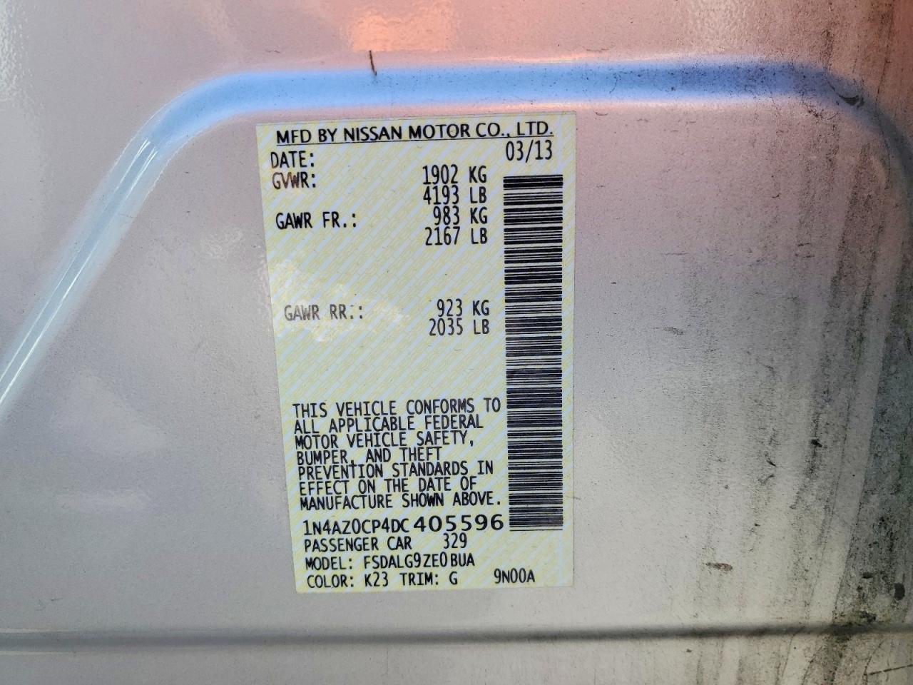 2013 NISSAN Leaf VIN 1N4AZ0CP4DC405596 photo 12