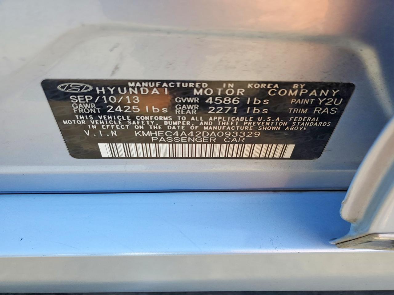 2013 Hyundai Sonata VIN KMHEC4A42DA093329 photo 12