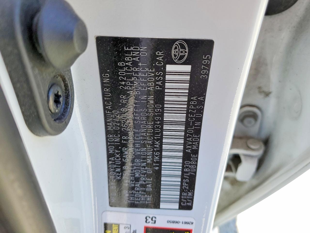 2020 Toyota Camry VIN 4T1K61AK1LU349190 photo 12