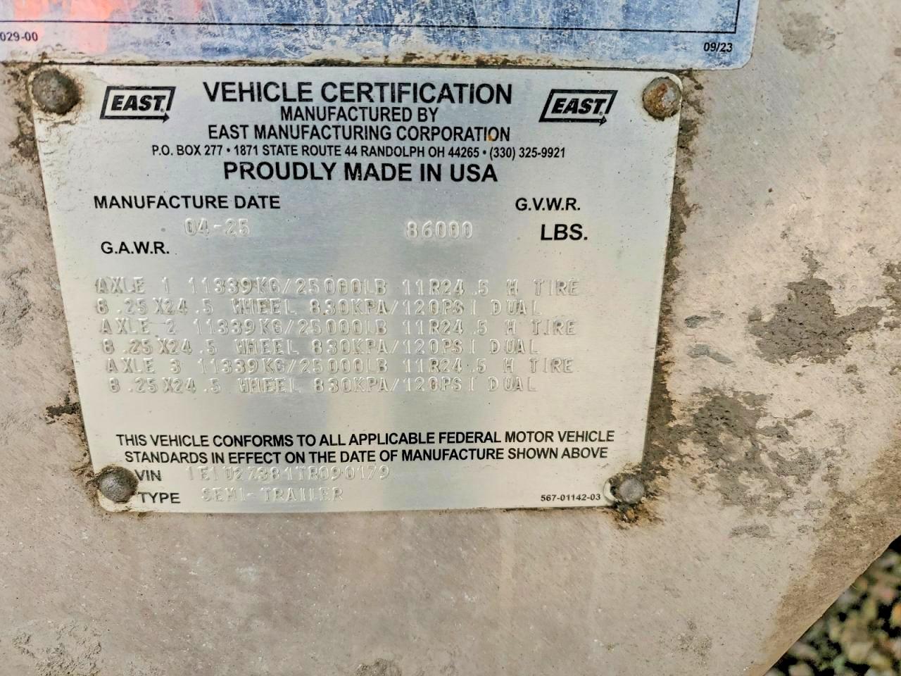 2026 EAST MANUFACTURING TRAILERS VIN 1E1U2Z381TR090179 photo 8