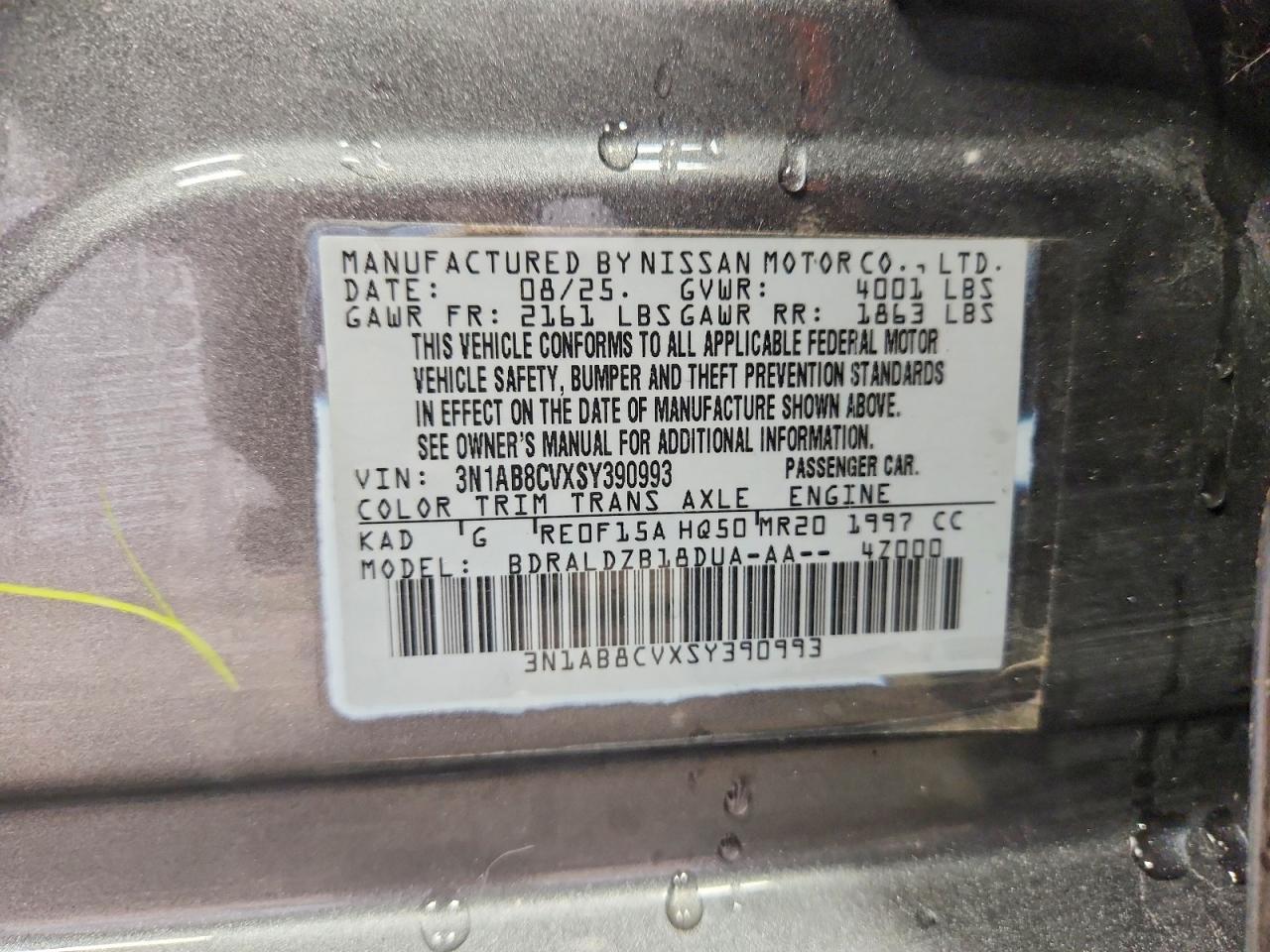 2022 NISS Sentra VIN 3N1AB8CVXSY390993 photo 12