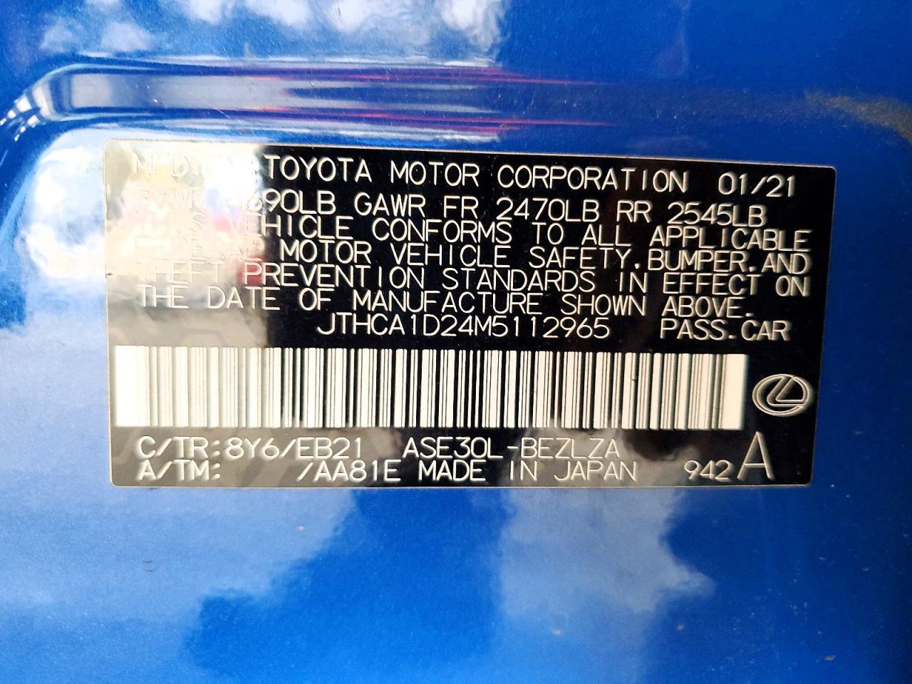 2021 Lexus Is VIN JTHCA1D24M5112965 photo 12