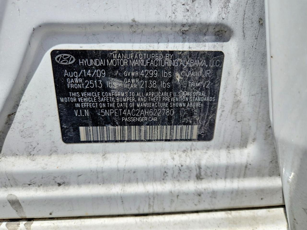 2010 Hyundai Sonata VIN 5NPET4AC2AH622780 photo 12