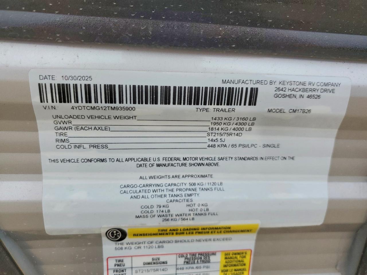 2026 KEYSTONE 17b VIN 4YDTCMG12TM935900 photo 10