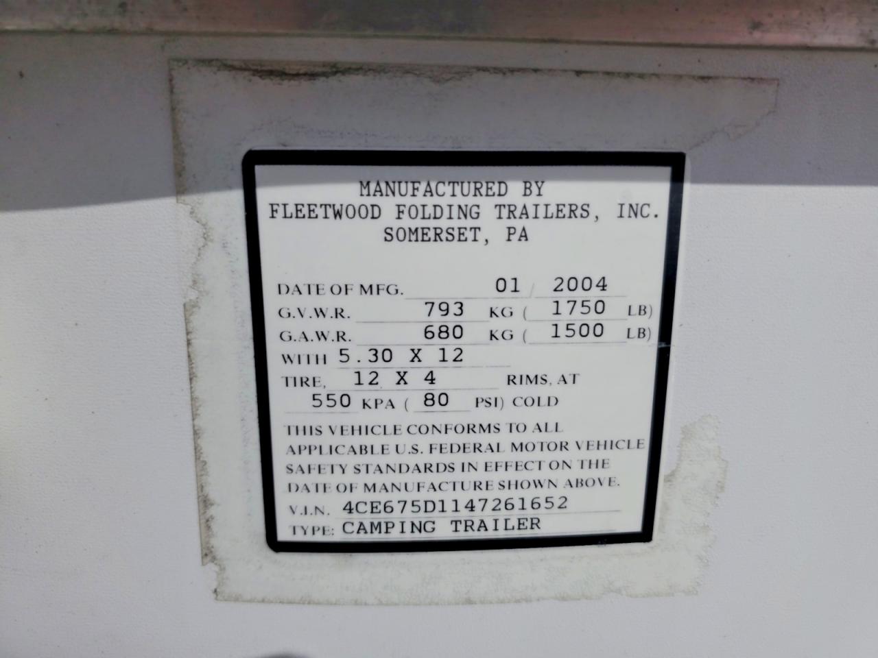 2004 OTHER Coleman VIN 4CE675D1147261652 photo 10